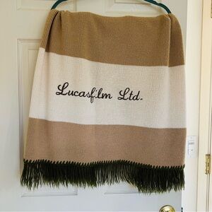 RARE Lucasfilm Ltd Knit Throw Blanket USA Made Wear-A-Knit Wool Blend Fringe